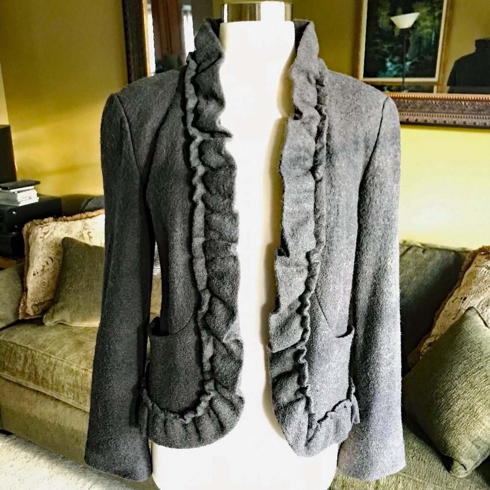 Garnet Hill Boiled Wool Ruffle Jacket